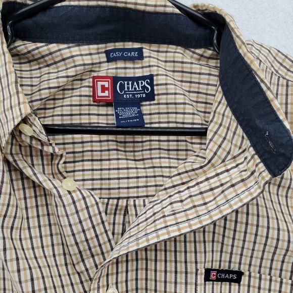 Chaps Shirt Men's Casual Button Up Long Sleeve Collared Plaid White Extra Large - Picture 8 of 11